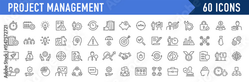 Project Management web icons in line style. Schedule, human resource, management, development, planning, strategy, collection. Vector illustration.