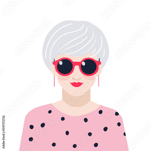 Woman person with light skin sunglasses illustration minimalist vector