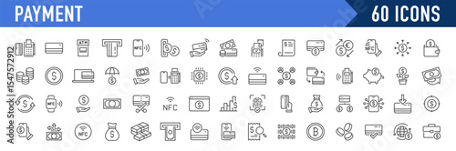 Payment web icons in line style. Money, payment methods, pay online, card, business, wallet, bank, collection. Vector illustration.