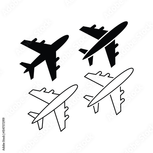 Plane Icons Vector Travel Flight Aviation Aircraft Symbols