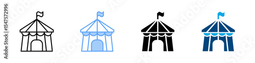 Circus Icon Set Multiple Style. Designed In Outline, Blue, Glyph, Dual Tone