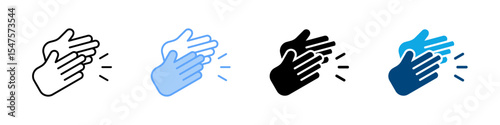 Clapping Icon Set Multiple Style. Designed In Outline, Blue, Glyph, Dual Tone