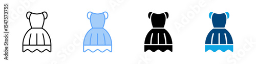 Costume Icon Set Multiple Style. Designed In Outline, Blue, Glyph, Dual Tone