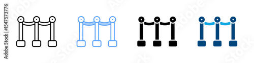 Fence Icon Set Multiple Style. Designed In Outline, Blue, Glyph, Dual Tone