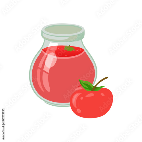 glass jar with tomato sauce