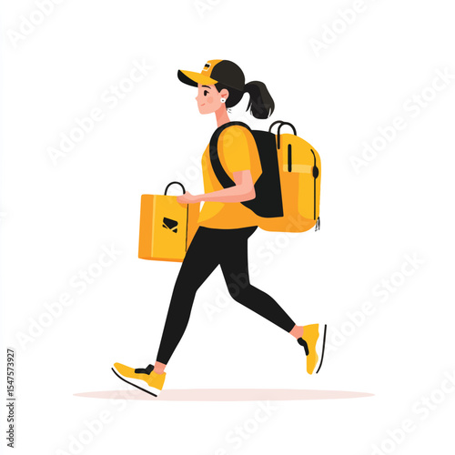 a delivery staff in sporty dress and sling bag