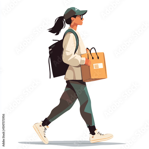 a delivery staff in sporty dress and sling bag