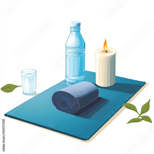 a yoga mat with water bottle