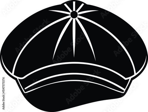 Monochromatic peaked cap with geometric design, radiating lines, and subtle banding