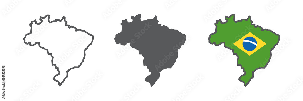 Map of Brazil icon collection, country and geography, brazil map sign vector set graphics, editable stroke linear icon, eps 10