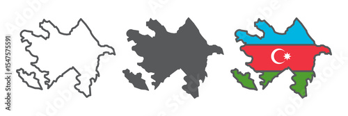 Map of Azerbaijan icon collection, country and geography, Azerbaijan map sign vector set graphics, editable stroke linear icon, eps 10