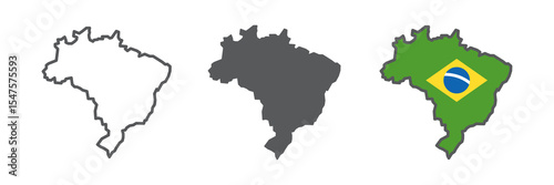 Map of Brazil icon collection, country and geography, brazil map sign vector set graphics, editable stroke linear icon, eps 10
