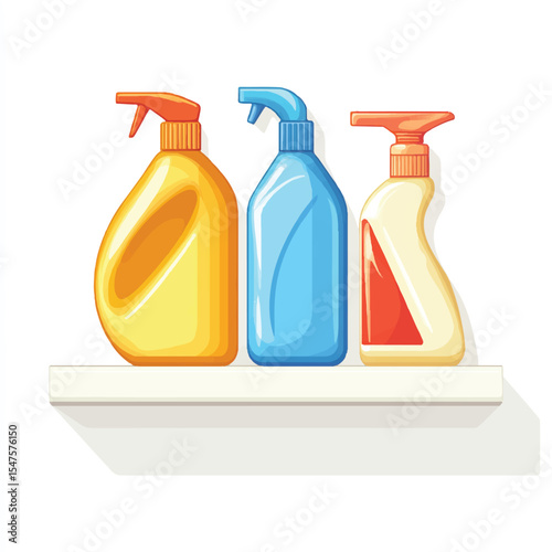 a detergent bottles on a simple shelf