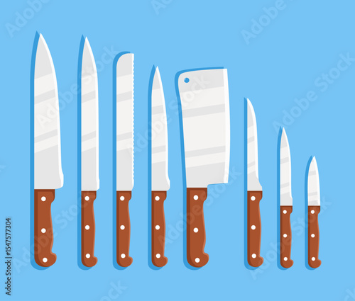 set of kitchen knives vector illustration