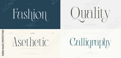 Fashion, Quality, aesthetic, calligraphy logo typography beauty fashion elegant minimalist serif italic fonts decorative wedding vintage retro logos. Minimal luxury font alphabet. Vector illustration
