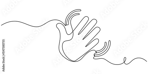 Hands up, raised up volunteering, audiences and teamwork continuous one line drawing. Graphic illustration, Hands Raised Continuous Line Icon for Volunteer, Togetherness topics, Human hands reaching