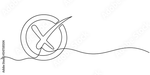 Long line cross icon. X. Continuous line. Vector illustration, Continuous one line drawing Wrong Mark, Continuous one line drawing Wrong Mark. Line Art wrong Marks Symbol. wrong mark continuous one.