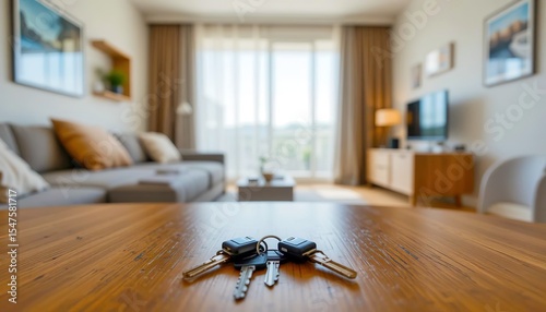  Keys on the table in new apartment, house or hotel room, 32k Resolution