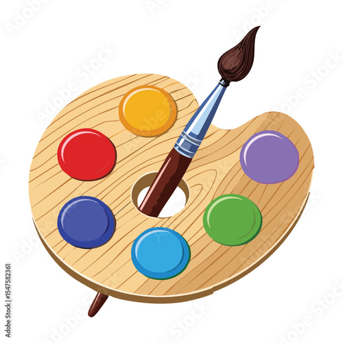 Brown Wooden Paint Palette Paint Brush