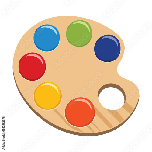 Brown Wooden Paint Palette Colorful Art