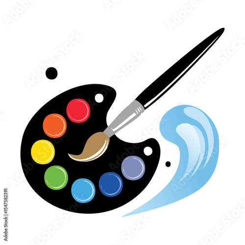Black Paint Palette Brush Water Swash