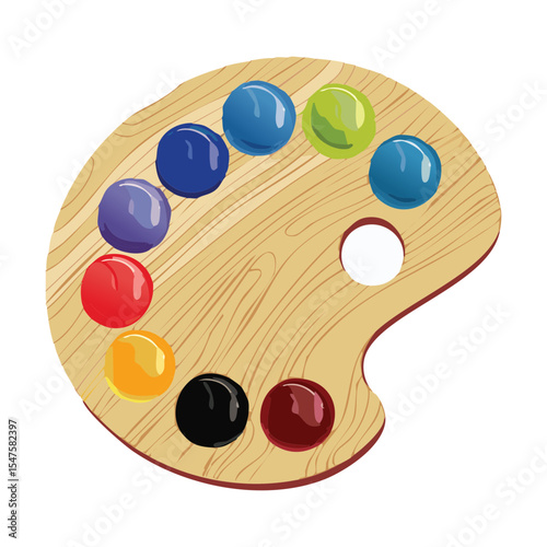 Wooden Paint Palette Colorful Art Mediums
