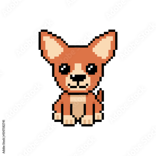 Pixel art cute chihuahua dog vector in retro style