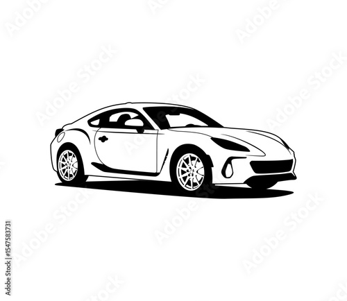 simple black and white sports car illustration