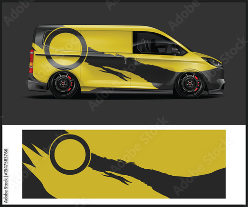 Retro car with patriotic wrap design template for vehicle branding and advertising