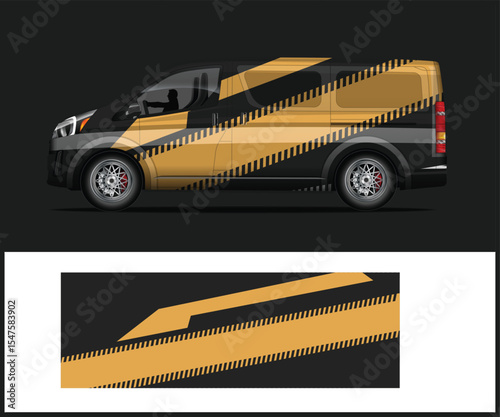 Retro car with patriotic wrap design template for vehicle branding and advertising