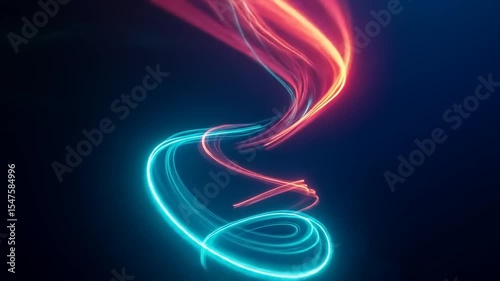 Vibrant abstract light trails swirling in a dark space, creating a dynamic and energetic atmosphere