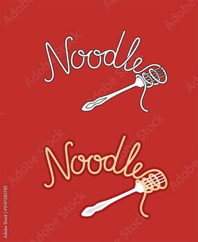 Noodle lettering with fork on white