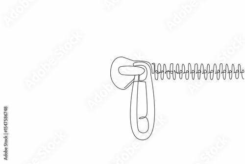 Continuous one line drawing closed zipper. Material fastener. Used in bags, wallets, adult pants of man. Safety and comfort. Lock. National Zipper Day. Single line draw design vector illustration