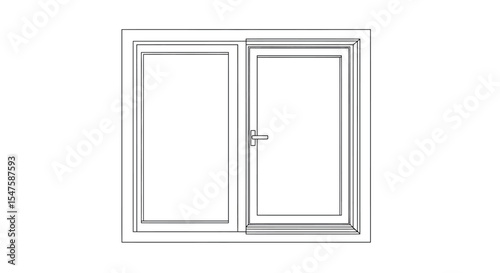 Sketch Style Vector Drawing of Open Home Window – Isolated Illustration