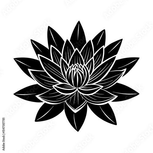 Black and White Lotus Flower Silhouette Spiritual Enlightenment Theme