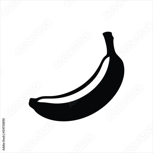 Banana Icon Vector Silhouette Isolated on White Background