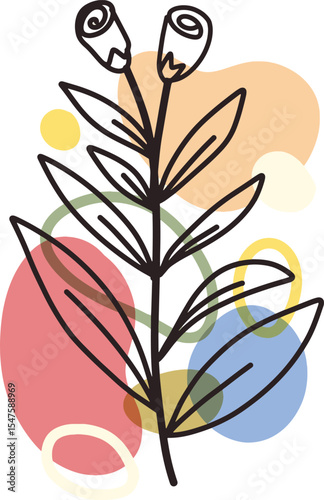 Abstract Floral Illustration with Pastel Shapes