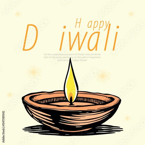 Happy Diwali and Deepavali Festival Greeting Post Design Indian Traditional Festival Celebration Art