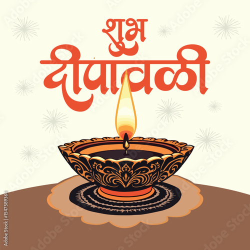 Happy Diwali and Deepavali Festival Greeting Post Design Indian Traditional Festival Celebration Art