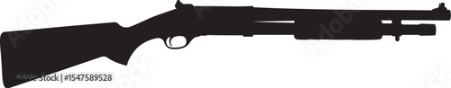 Silhouette of a Pump Action Shotgun with Ammunition Tube Beneath the Barrel