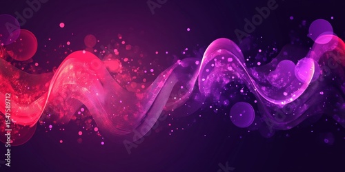 Abstract Pink Purple Red Glowing Waves Background