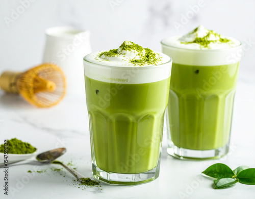 Creamy Matcha Latte Refreshing Green Tea Drink Recipe and Photos