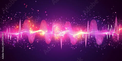 Abstract Purple and Pink Sound Wave Energy Background