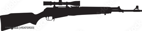 Silhouette of a Rifle with a Scope for Hunting or Target Practice
