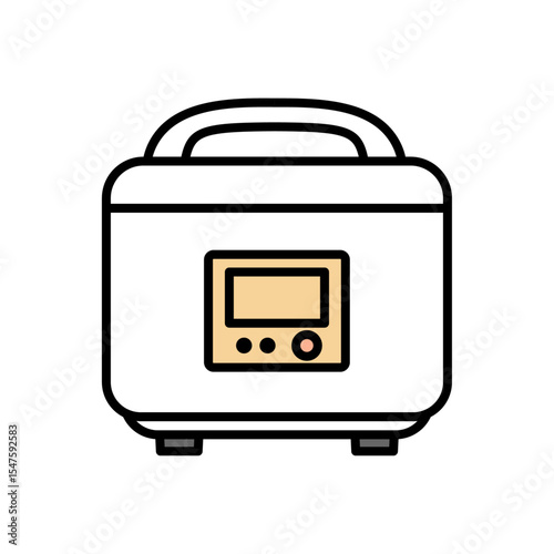 かわいくシンプルに描かれた炊飯器のベクターイラスト｜炊飯器,電気釜,キッチン家電,ご飯,白背景,ベクター