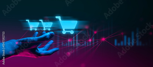 hand of businessman interactive touching a holographic of transaction financial network data system, concept of technology artificial intelligence with human user application