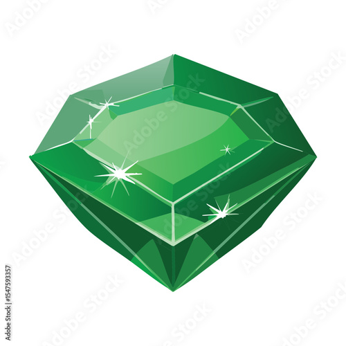 Green Square Gemstone Top View Jewel