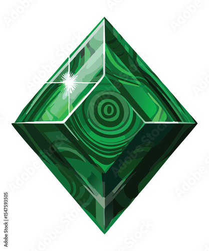 Green Square Gemstone Precious Faceted Crystal