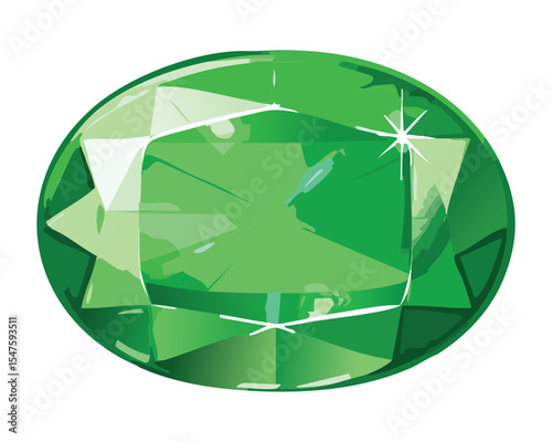 Polished Green Oval Gemstone Precious Jewel