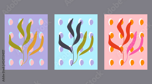 Floral Illustration with Colorful Shapes.
School Notebook Cover Design with Shapes. School Supplies Design.Vector EPS10